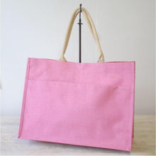 Load image into Gallery viewer, Jute Pocket Tote in Hot Pink
